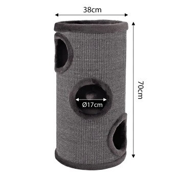 Lionto 70cm Kratztonne Mit Sisal Kratzturm Grau 9 Lionto 70cm Kratztonne Mit Sisal Kratzturm Grau – Bild 7