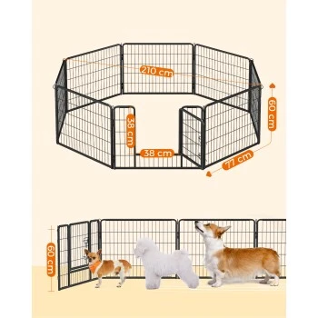 FEANDREA L Hundezaun 8 Platten Schwarz Schwarz 1,6 M, 1,6 M, 60 Cm 8 FEANDREA L Hundezaun 8 Platten Schwarz Schwarz 1,6 M, 1,6 M, 60 Cm – Bild 6