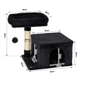 Lionto Kratzbaum 50 Cm Schwarz 8 Lionto Kratzbaum 50 Cm Schwarz – Bild 6