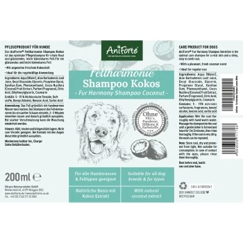 Aniforte Shampoo Kokos Fellharmonie 200ml 4 Aniforte Shampoo Kokos Fellharmonie 200ml – Bild 2