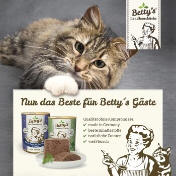 Betty's Landhausküche Huhn Mit Lachs & Borretschöl 6 X 400g Für Katze 5 Betty's Landhausküche Huhn Mit Lachs & Borretschöl 6 X 400g Für Katze – Bild 3