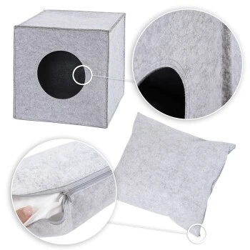 Lionto Katzenhöhle Aus Filz + Kissen - Regalhöhle Hellgrau 8 Lionto Katzenhöhle Aus Filz + Kissen - Regalhöhle Hellgrau – Bild 6