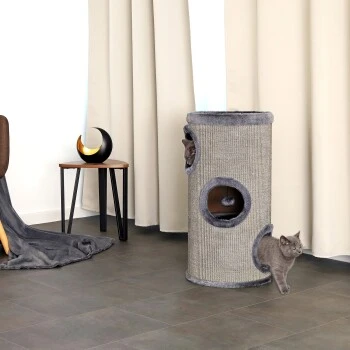 Lionto 70cm Kratztonne Mit Sisal Kratzturm Grau 4 Lionto 70cm Kratztonne Mit Sisal Kratzturm Grau – Bild 2