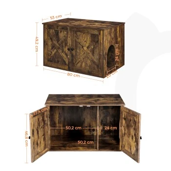 FEANDREA Katzenklo Schrank Vintagebraun 5 FEANDREA Katzenklo Schrank Vintagebraun – Bild 3