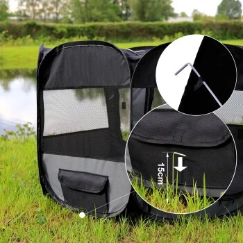 Lionto Welpenauslauf Aus Oxfordgewebe Grau/ Schwarz 6 Lionto Welpenauslauf Aus Oxfordgewebe Grau/ Schwarz – Bild 4