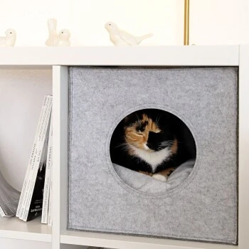 Lionto Katzenhöhle Aus Filz + Kissen - Regalhöhle Hellgrau 5 Lionto Katzenhöhle Aus Filz + Kissen - Regalhöhle Hellgrau – Bild 3