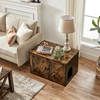 FEANDREA Katzenklo Schrank Braun-Schwarz 5 FEANDREA Katzenklo Schrank Braun-Schwarz – Bild 3