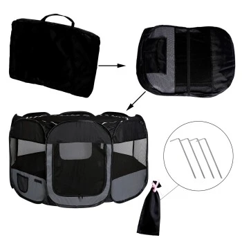 Lionto Welpenauslauf Aus Oxfordgewebe Grau/ Schwarz 8 Lionto Welpenauslauf Aus Oxfordgewebe Grau/ Schwarz – Bild 6