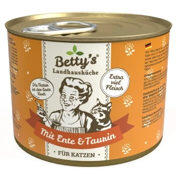 Betty's Landhausküche Mit Ente & Taurin 6 X 200g Für Katze 3 Betty's Landhausküche Mit Ente & Taurin 6 X 200g Für Katze