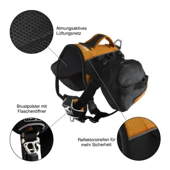 Kurgo Baxter Hunderucksack Schwarz/ Orange M 4 Kurgo Baxter Hunderucksack Schwarz/ Orange M – Bild 2